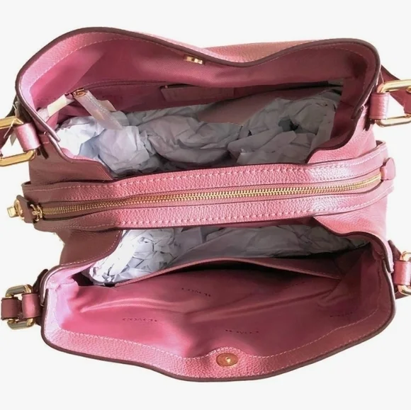 Coach Edie in Rose With Dust Bag Gold Tone Hardware Pebble Leather - Picture 3 of 9